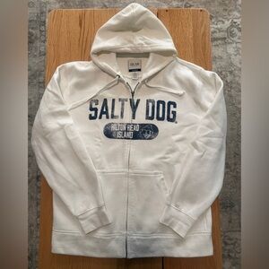 Salty Dog Huntington Island Zip-Up Hoodie – Size M – White Graphic Hoodie